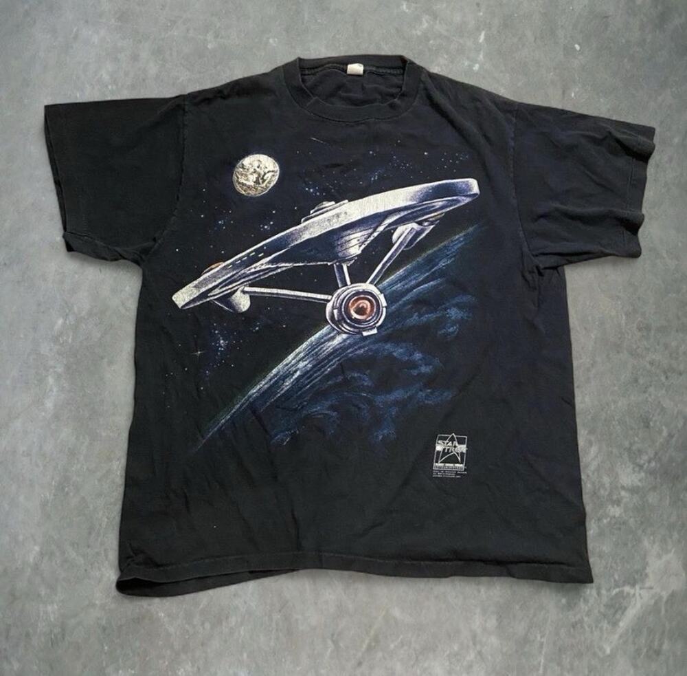 Star Trek 1991 Vintage Black T-Shirt USS Enterprise 25th Anniversary 90s